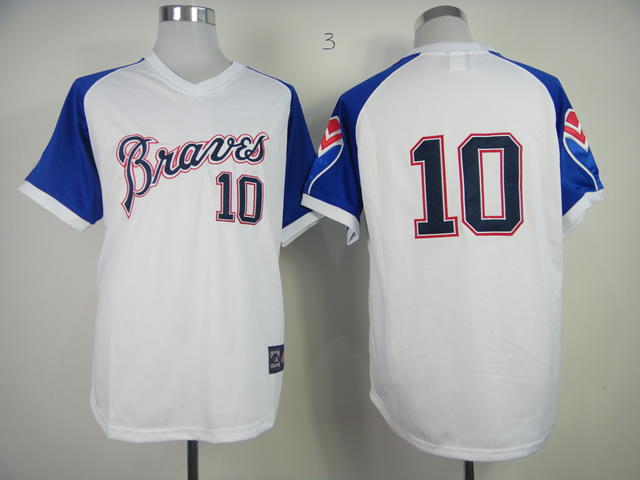 Men Atlanta Braves #10 Jones White Throwback 1974 MLB Jerseys